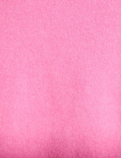 Gilet col rond manches longues avec lien rose clair femme