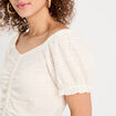 Blouse ajourée manches courtes ecru femme