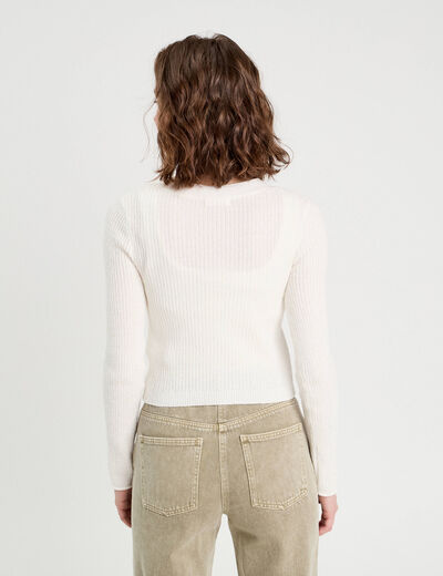Gilet noeuds devant ecru femme