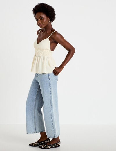 D&eacute;bardeur d&eacute;tail crochet ecru femme