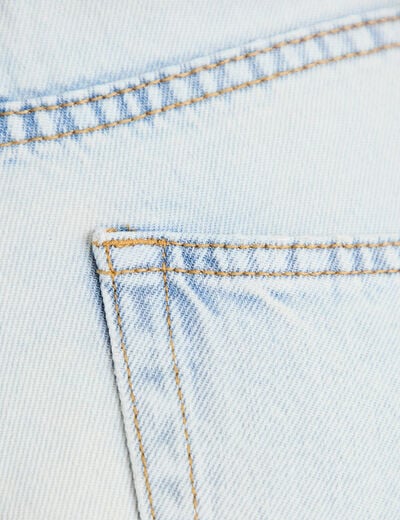 Jean wide leg taille haute Petite denim bleach femme