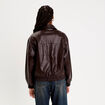 Bomber oversize similicuir col chemise marron fonc&eacute; femme