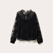 Blouse dentelle manches longues noir femme