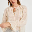 Blouse droite manches longues col rond ecru femme