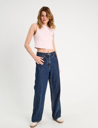 Débardeur cropped rose clair femme