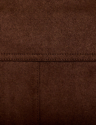 Veste effet boule col montant marron chocolat femme