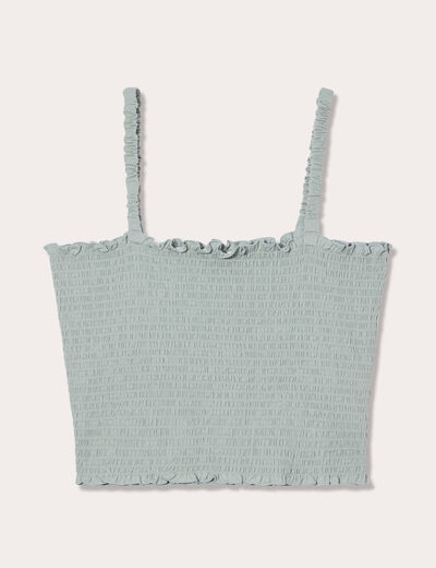 Débardeur smocké vert olive femme