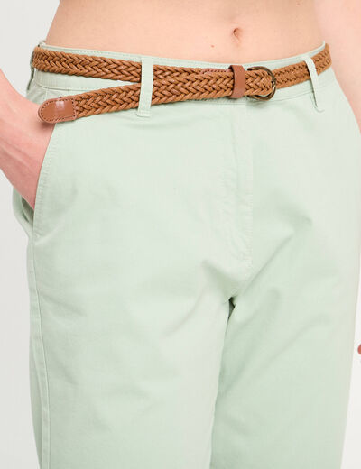 Pantalon chino 7/8ème vert pastel femme