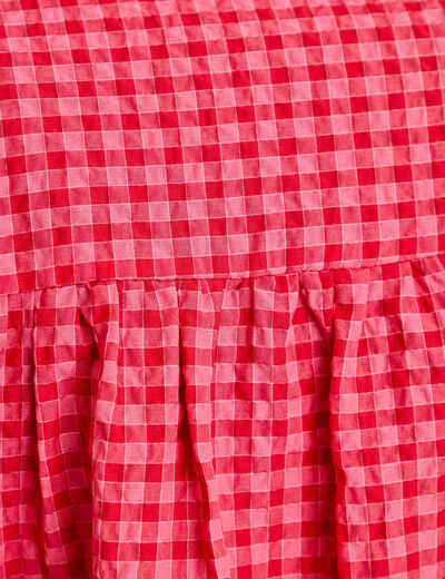 Chemise ample manches longues vichy rouge cerise femme