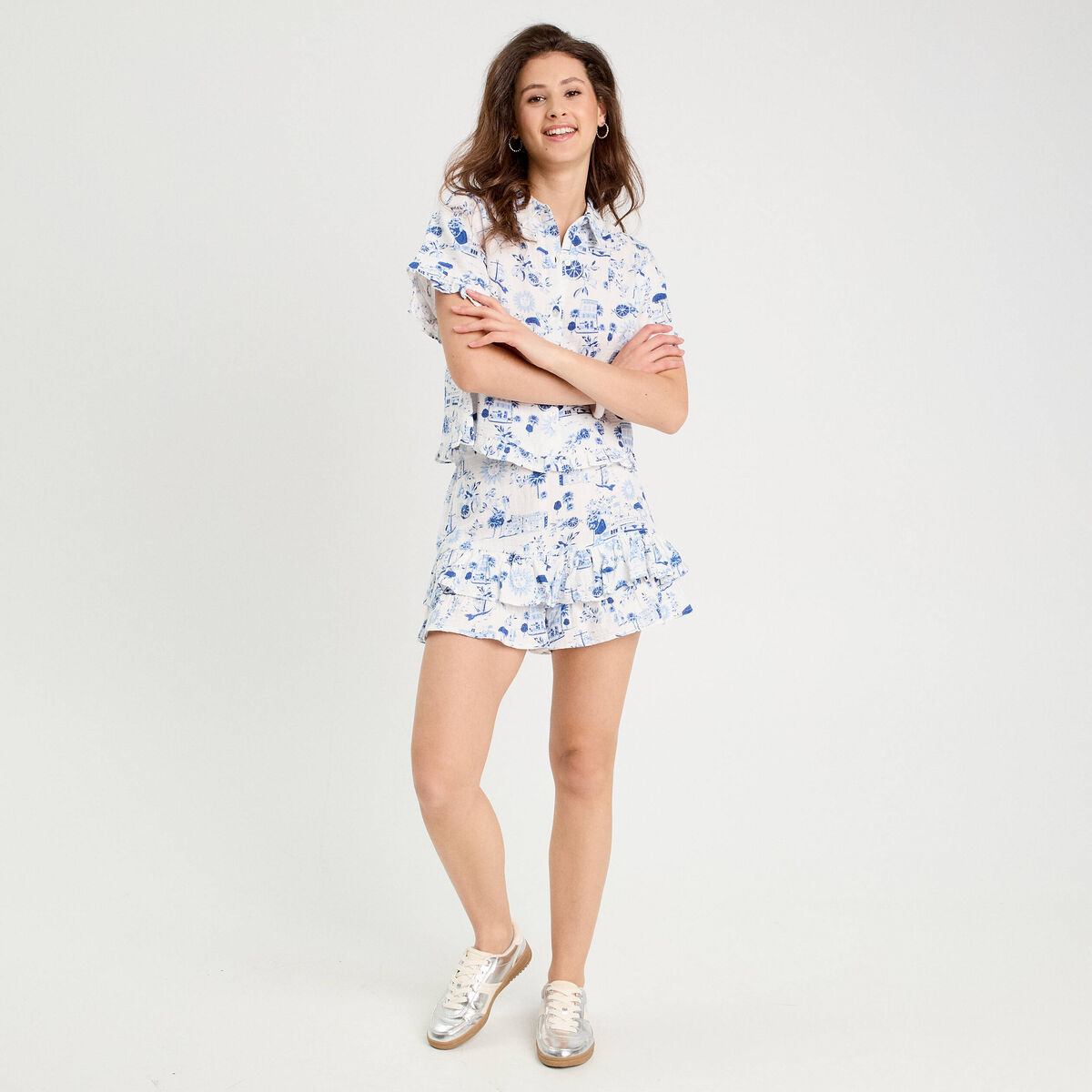 Jupe-short droite bleu roi femme