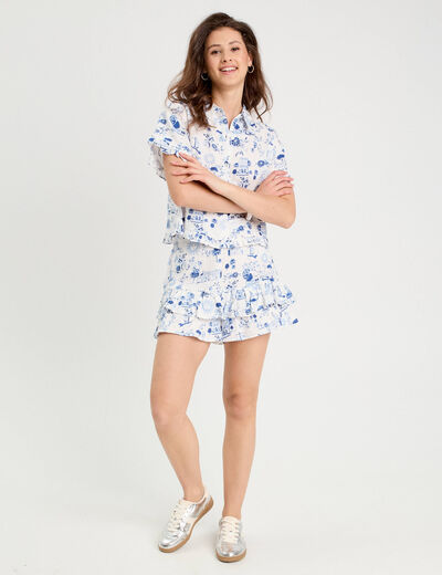Jupe-short droite bleu roi femme