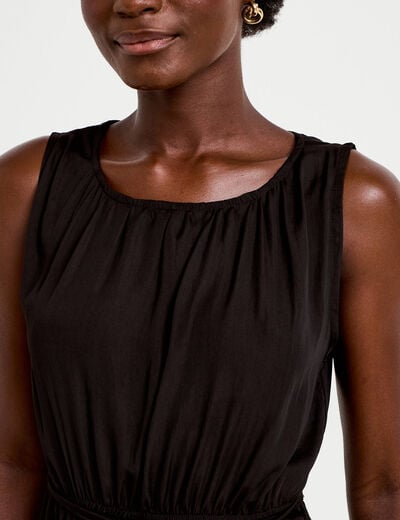 Robe longue &eacute;vas&eacute;e sans manches noir femme