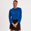 Pull court manches pagodes bleu electrique femme