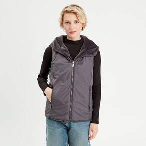 doudoune reversible sans manches gris clair femme Doudoune réversible sans manches gris clair femme