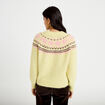 Pull col rond manches longues jaune clair femme