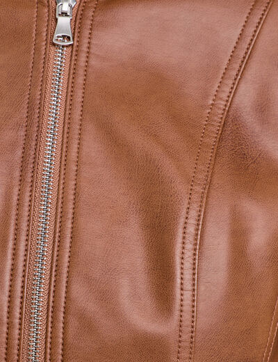 Veste droite zippée beige femme