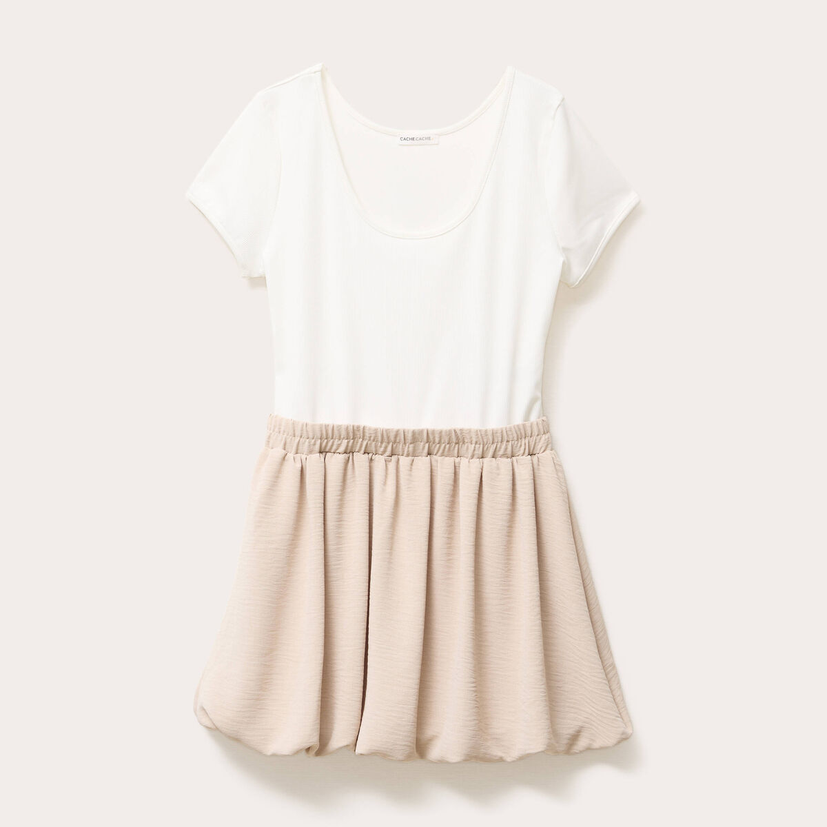 Robe évasée effet 2-en-1 ecru femme