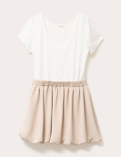 Robe évasée effet 2-en-1 ecru femme