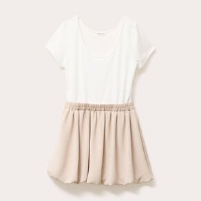 robe evasee effet 2 en 1 ecru femme Robe évasée effet 2-en-1 ecru femme