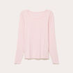 T-shirt uni &agrave; manches longues rose clair femme