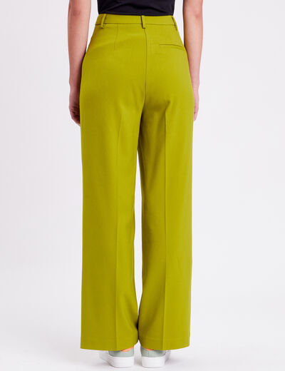 Pantalon city jambes larges vert kaki femme