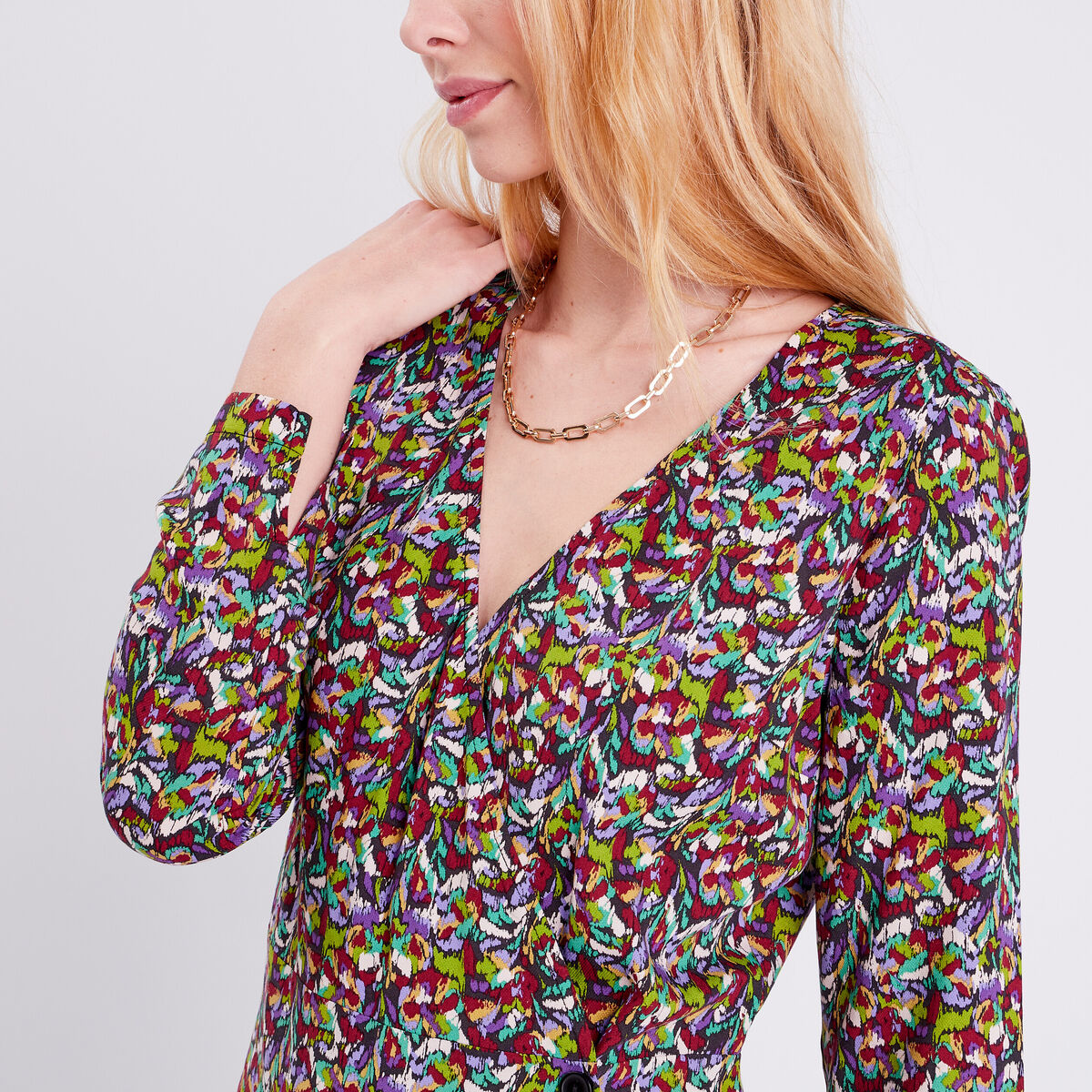 Robe évasée manches 3/4 noir femme