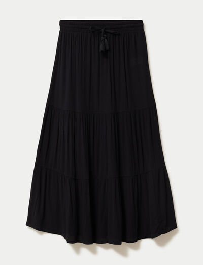 Jupe longue pliss&eacute;e &eacute;vas&eacute;e noir femme