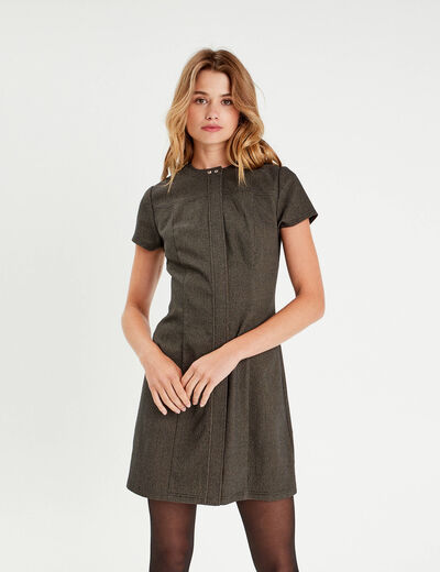 Robe évasée manches courtes noir femme