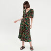Robe longue évasée ouvertures noir femme