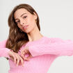 Pull torsades rose femme