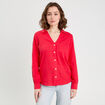 Chemise manches longues contenant du lin rouge femme