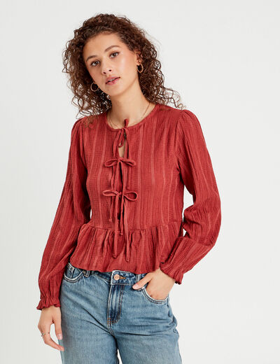 Blouse manches longues vieux rose femme