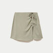 Jupe-short pliss&eacute;e &eacute;vas&eacute;e courte vert kaki femme