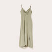 Robe longue évasée fendue vert kaki femme