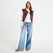 Gilet sans manches effet polaire marron clair femme