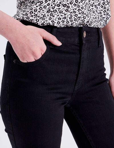 Jeans droit taille haute denim noir femme