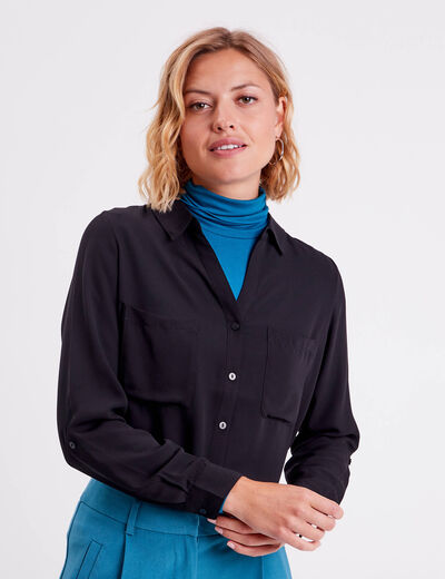 Chemise manches longues noir femme