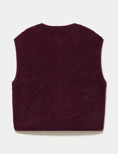 Gilet sans manches fausse fourrure prune femme
