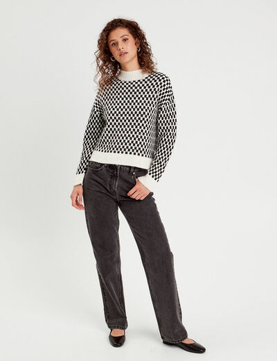 Pull col montant noir femme