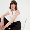 Blouse sans manches ecru femme