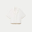 Chemise droite cropped col classique ecru femme