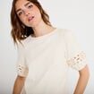 T-shirt col rond manches courtes ecru femme