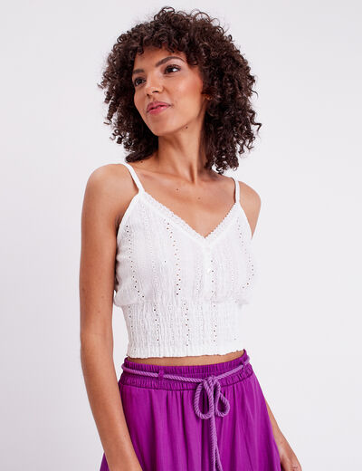Blouse broderie anglaise ecru femme