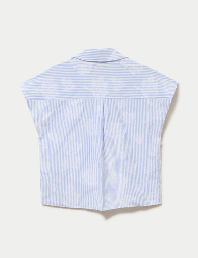 Chemise sans manches col am&eacute;ricain bleu ciel femme