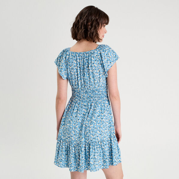 robe evasee manches courtes bleu femme Robe évasée manches courtes bleu femme