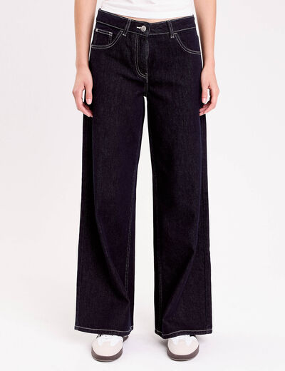 Jean wide leg taille standard denim brut femme