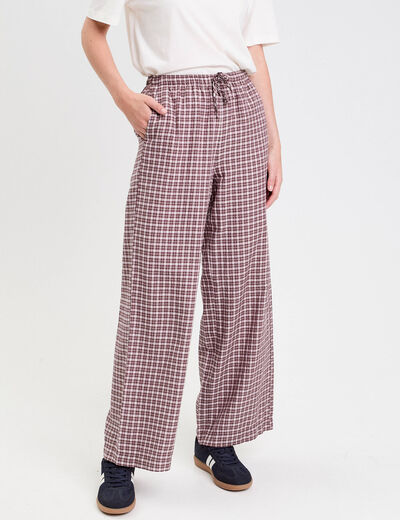 Pantalon large taille standard blanc femme