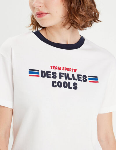T-shirt manches courtes blanc femme