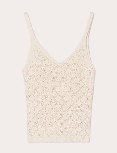 Débardeur tricot ajouré ecru femme