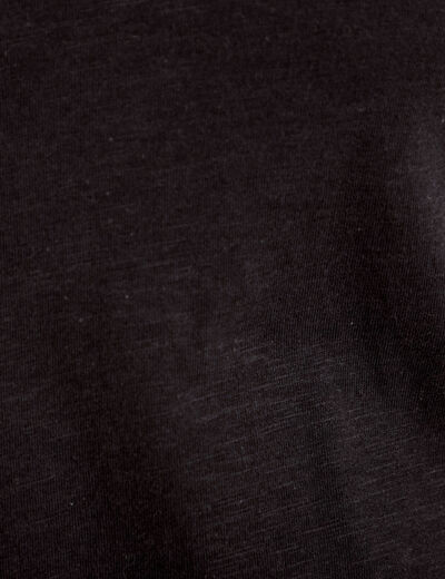 T-shirt col v manches courtes noir femme